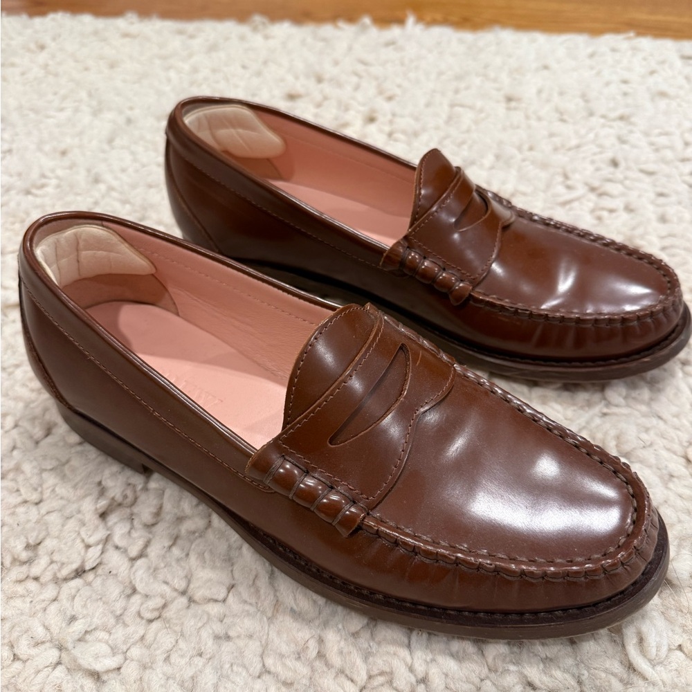 J. Crew Brown Leather Penny Loafers Timeless Flats